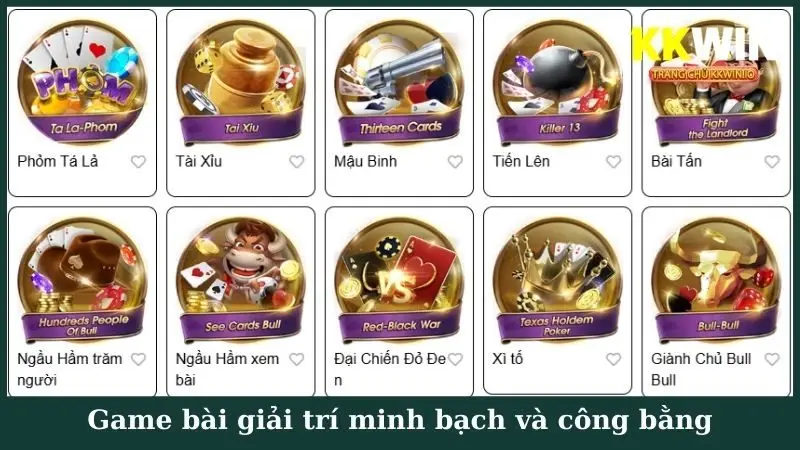 Game bài giải trí minh bạch và công bằng
