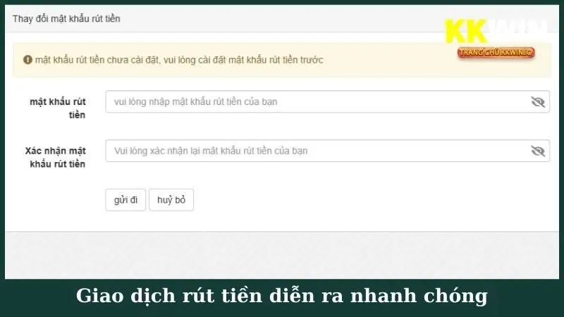 Giao dịch rút tiền diễn ra nhanh chóng